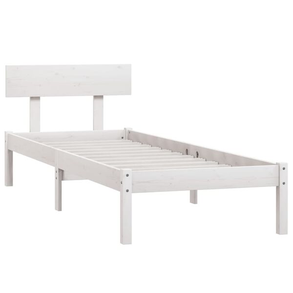 vidaXL Bed Frame without Mattress White Solid Wood Small Single
