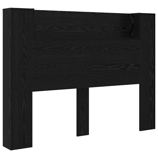 vidaXL Headboard Cabinet with Shelf Black oak Engineered wood