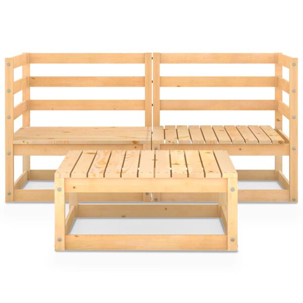 vidaXL 3 Piece Garden Lounge Set Solid Wood Pine