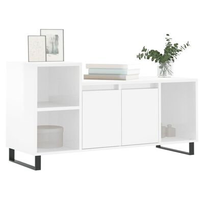 vidaXL TV Cabinet High Gloss White 100x35x55 cm Engineered Wood