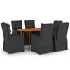 vidaXL Garden Dining Set 7 pcs Black Poly Rattan