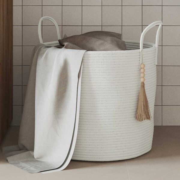 vidaXL Storage Basket White Ø40x35 cm Cotton