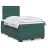 vidaXL Box Spring Bed with Mattress Dark Green 120x190 cm Small Double Velvet