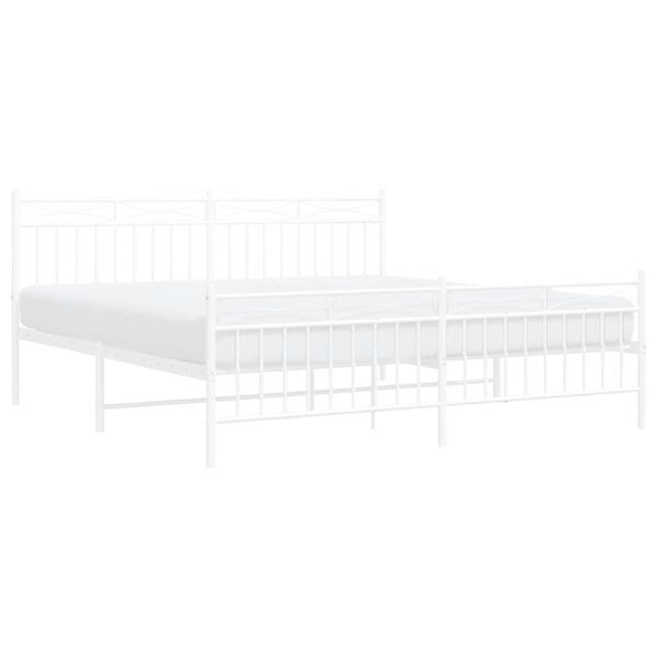 vidaXL Metal Bed Frame without Mattress with Footboard White 183x213cm
