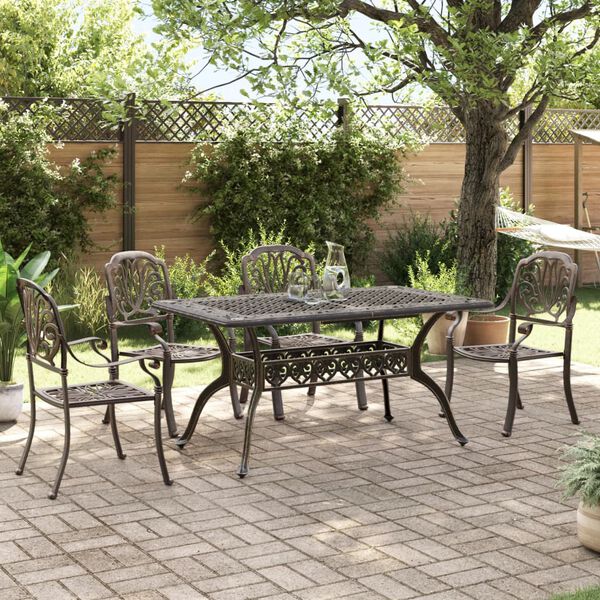 vidaXL 5 Piece Garden Dining Set Bronze Cast Aluminium