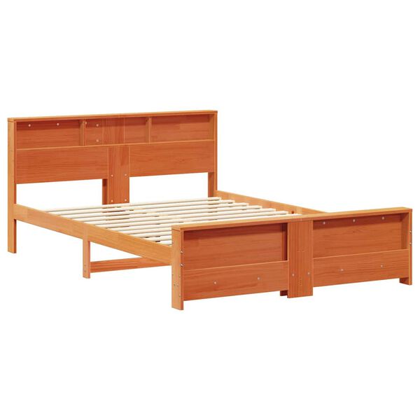 vidaXL Bed Frame with Headboard Wax Brown 150 x 200 cm Engineered Wood