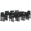 vidaXL Garden Dining Set 9 pcs Black Poly Rattan
