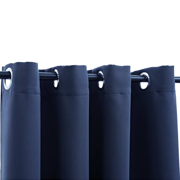 vidaXL Blackout Curtains with Metal Rings 2 pcs Blue 140x175 cm