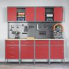 vidaXL Work Cabinet with Drawer 10 pcs Red Engineered Wood and Steel