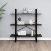 vidaXL 3-Tier Book Cabinet Black 100x30x105 cm Solid Pine Wood