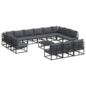 vidaXL Garden Sofa Set 14 pcs Black Aluminium