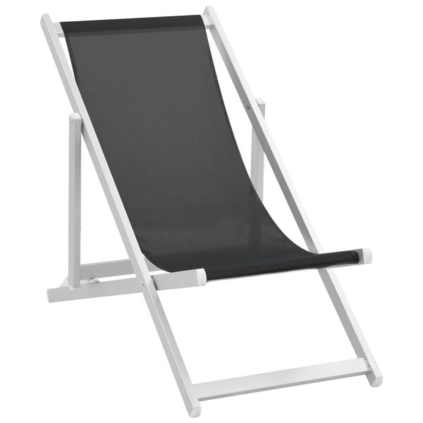 vidaXL Folding Beach Chairs 2 pcs Aluminium and Textilene Black