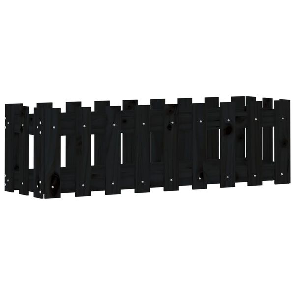 vidaXL Garden Raised Bed with Fence Design Black 100x30x30 cm Solid Wood Pine