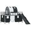 vidaXL Kids'Loft Bed Frame with Curtains, Arch, Slide Black
