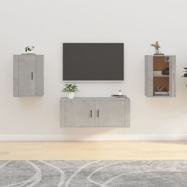 vidaXL Wall Mounted TV Cabinets 2 pcs Concrete Grey 40x34.5x60 cm