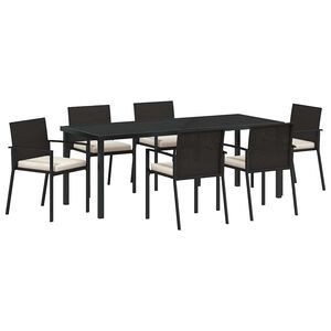 vidaXL Garden Dining Set 7 pcs Black Powder-Coated Steel