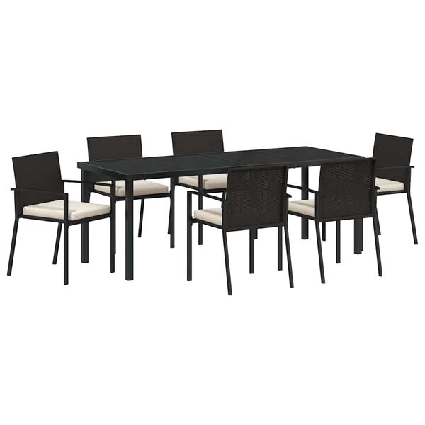 vidaXL Garden Dining Set 7 pcs Black Powder-Coated Steel
