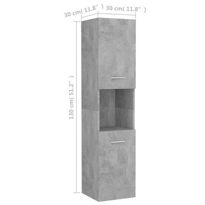 vidaXL Bathroom Cabinet Concrete Grey 30x30x130 cm Engineered Wood