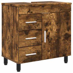 vidaXL Bathroom Vanity Unit Smoked Oak 60 x 35 x 60 cm Engineered Wood