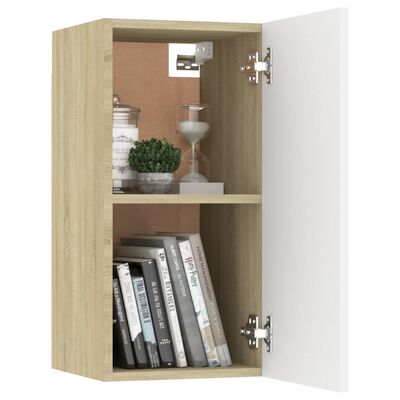 vidaXL TV Cabinets 2 pcs White and Sonoma Oak 30.5x30x60 cm Engineered Wood