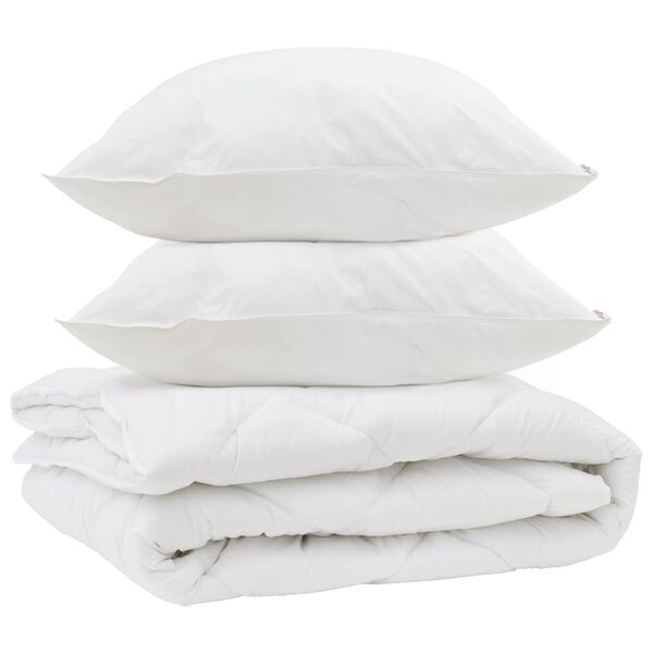 vidaXL All-season Duvet with Pillow 3 pcs White Microfiber