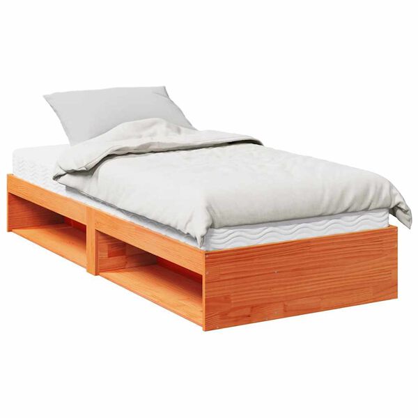 vidaXL Day Bed with Mattress Wax Brown 90x200 cm Solid Wood Pine