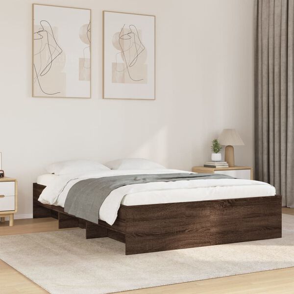 vidaXL Bed Frame without Mattress Brown Oak 120x200 cm Engineered Wood