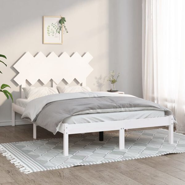 vidaXL Bed Frame without Mattress White 135x190 cm Double Solid Wood