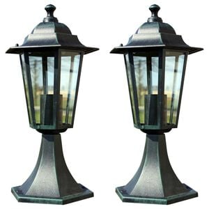vidaXL Garden Lights 2 pcs Dark Green/Black Aluminium