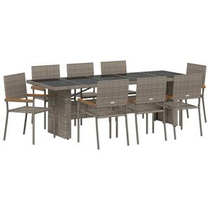 vidaXL Garden Dining Set 9 pcs Grey Poly Rattan