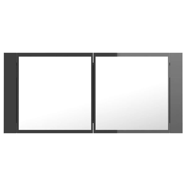 vidaXL LED Bathroom Mirror Cabinet High Gloss Grey 100x12x45 cm Acrylic