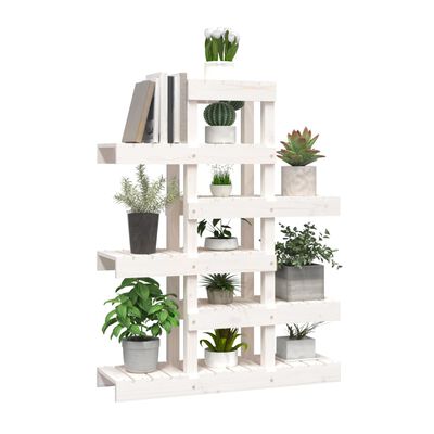 vidaXL Plant Stand White 85x25x109.5 cm Solid Wood Pine