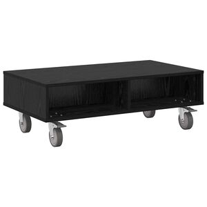 vidaXL Side Table with Wheels Black Oak 90 x 50 x 30 cm