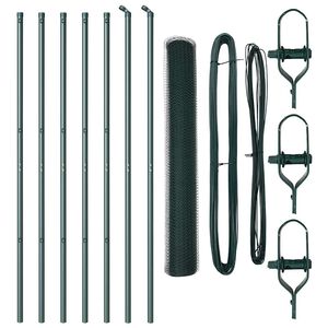 vidaXL Fence Post Green 10 x 1.4 m (13 mm mesh) Steel and PVC