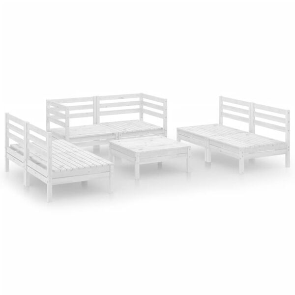 vidaXL 7 Piece Garden Lounge Set White Solid Pinewood