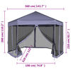 vidaXL Hexagonal Pop-Up Marquee with 6 Sidewalls Dark Blue 3.6x3.1 m