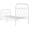 vidaXL Metal Bed Frame without Mattress with Footboard White 75x190cm