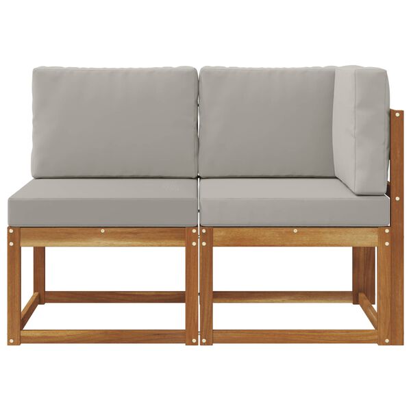 vidaXL Outdoor Middle and Corner Sofa 2 Piece Natural and Light Grey