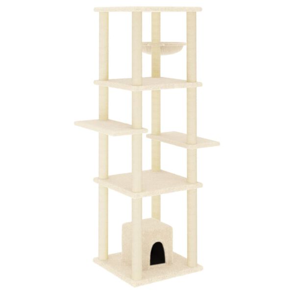 vidaXL Cat Tree with Sisal Scratching Posts Cream 154 cm