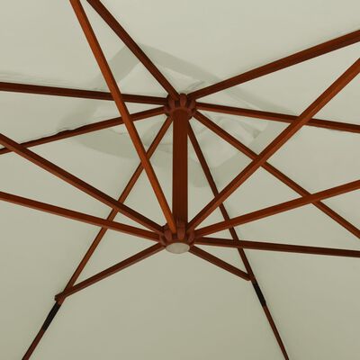 vidaXL Cantilever Umbrella with Wooden Pole 400x300 cm Sand White