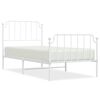 vidaXL Metal Bed Frame without Mattress with Footboard White 90x200cm