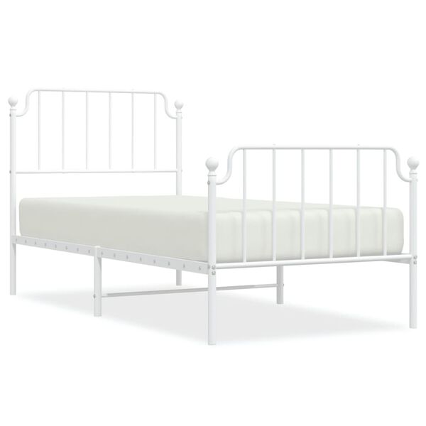 vidaXL Metal Bed Frame without Mattress with Footboard White 90x200cm