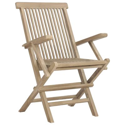 vidaXL Folding Garden Chairs 2 pcs Grey 56x61x89 cm Solid Wood Teak