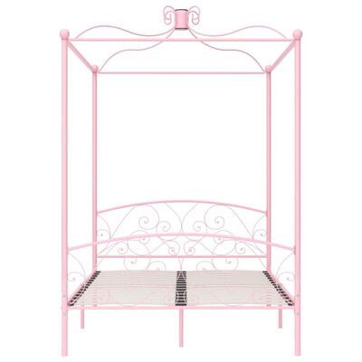 vidaXL Canopy Bed Frame Pink Metal 140x200 cm