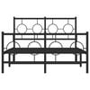vidaXL Metal Bed Frame without Mattress with Footboard Black 120x190cm