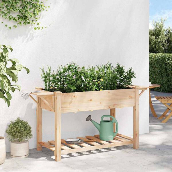 vidaXL Garden Planter Beige 155 x 59 x 76.5 cm Solid Fir Wood