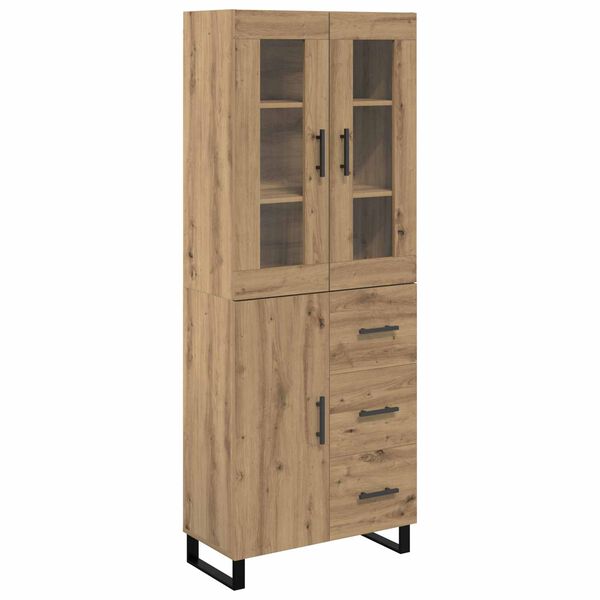 vidaXL Highboard 2 pcs Artisan Oak Engineered Wood and Glass