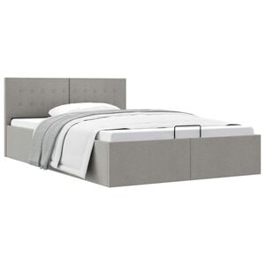 vidaXL Hydraulic Storage Bed Frame without Mattress Light Grey 140x200cm