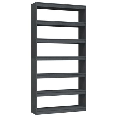 vidaXL Book Cabinet/Room Divider Grey 100x30x200 cm Solid Pinewood