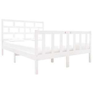 vidaXL Bed Frame without Mattress White Solid Wood Pine Double